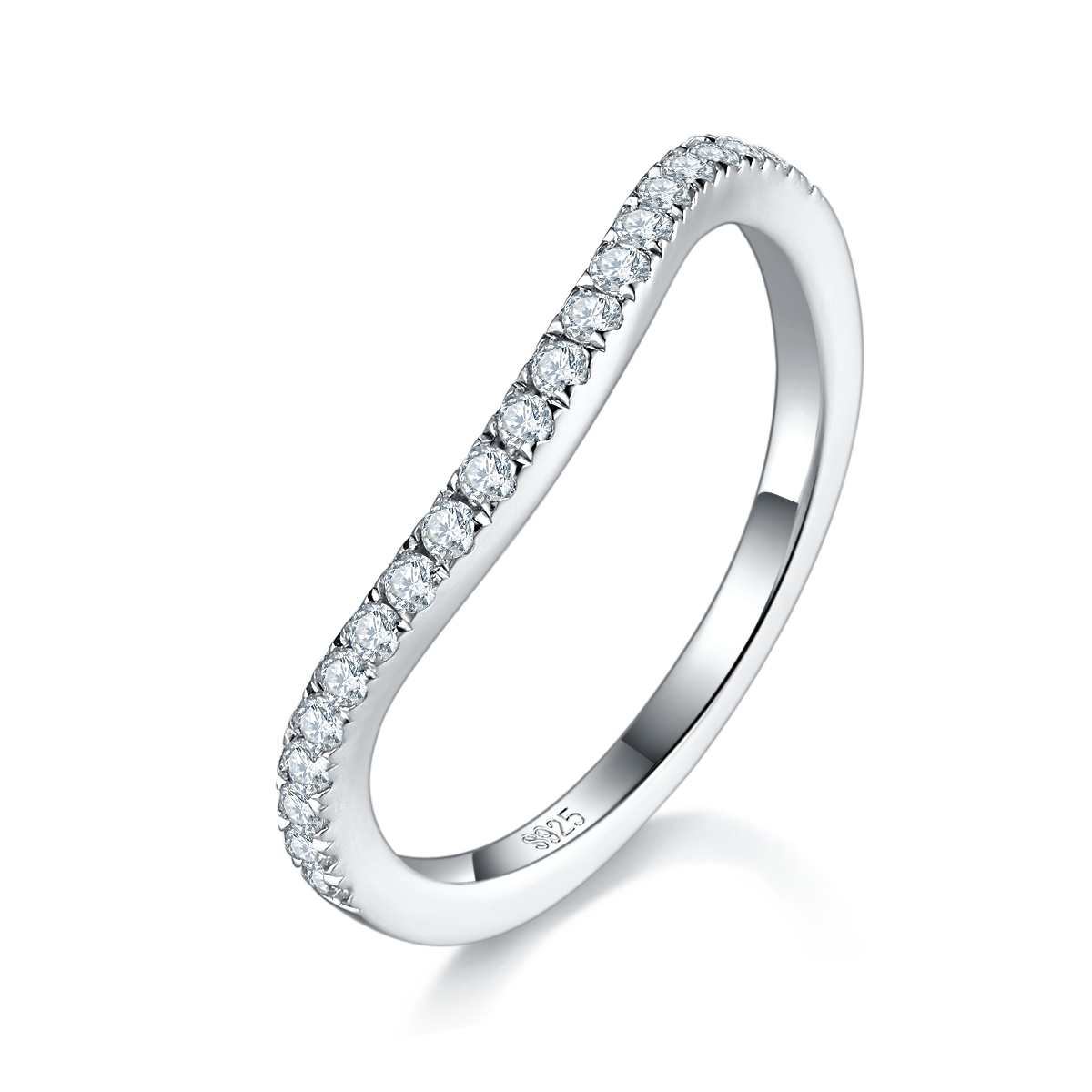 S925银镀白金主副套戒叠戴女戒定制选款主石莫桑钻1.0ct/副石高碳钻