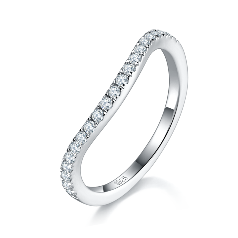 S925银镀白金主副套戒叠戴女戒定制选款主石莫桑钻1.0ct/副石高碳钻