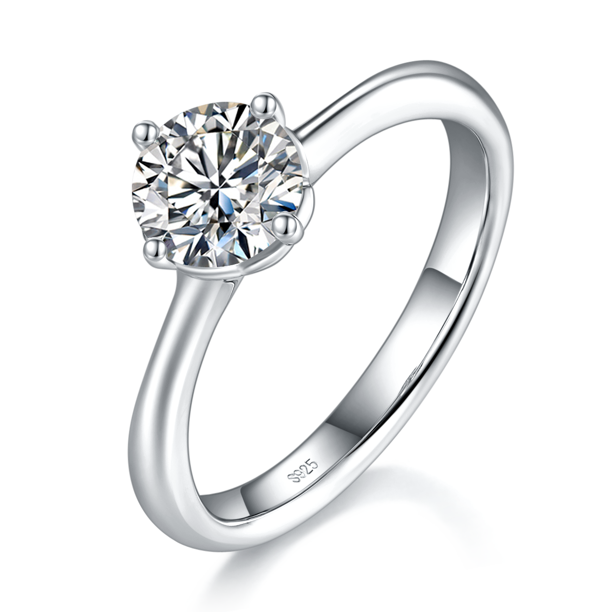 Love Four Claw Women's Ring S925 Silver Plated Platinum Customized Main Stone Moissanite Diamond 1.0ct