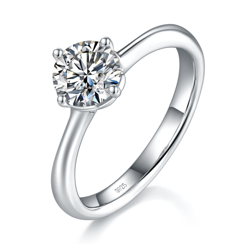 Love Four Claw Women's Ring S925 Silver Plated Platinum Customized Main Stone Moissanite Diamond 1.0ct