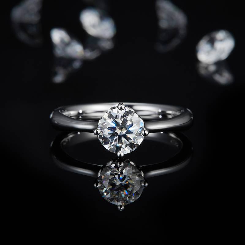 Love Four Claw Women's Ring S925 Silver Plated Platinum Customized Main Stone Moissanite Diamond 1.0ct