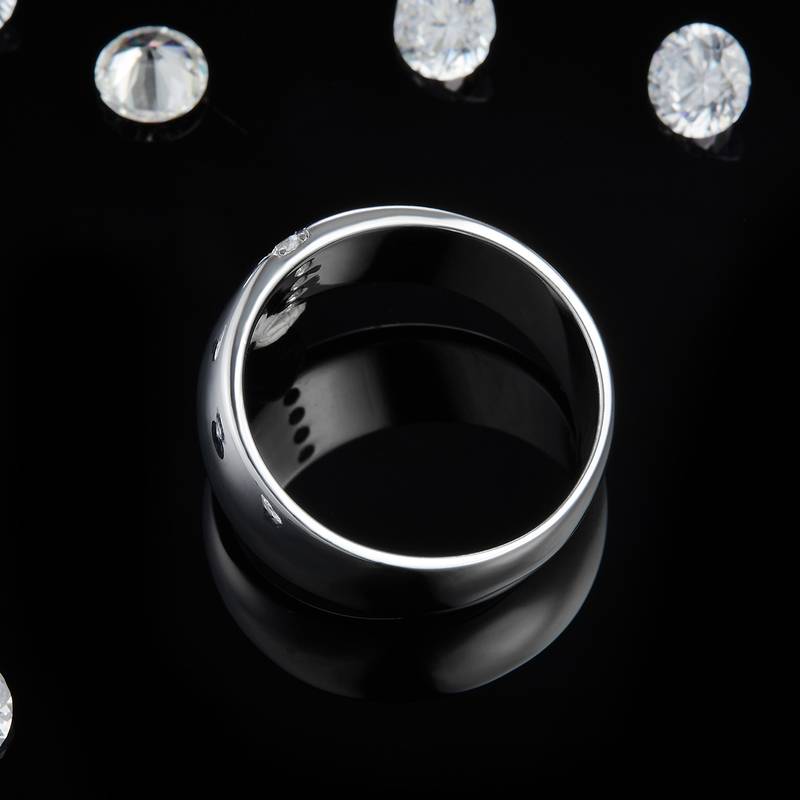 简约Men's RingS925银镀白金定制选款副石Moissanite0.11ct