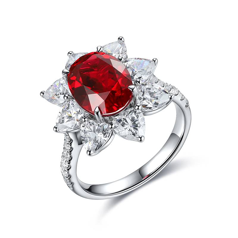 R137培育彩宝S925银镀白金Ring主石10*8mmmm/3.8ct