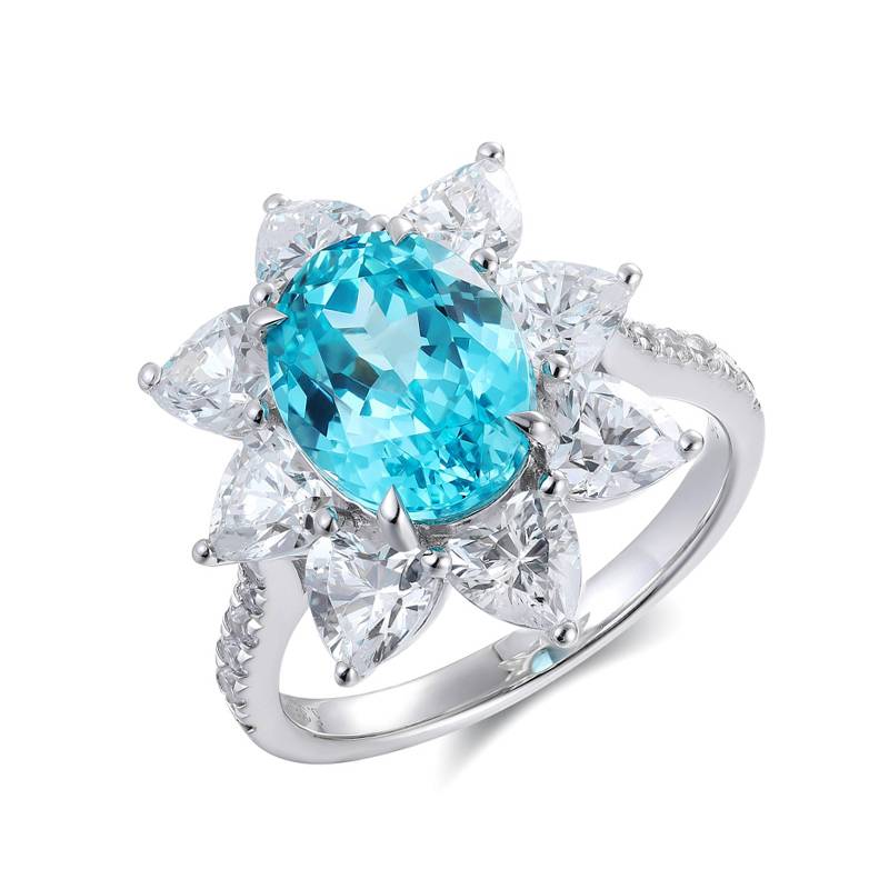 R137培育彩宝S925银镀白金Ring主石10*8mmmm/3.8ct