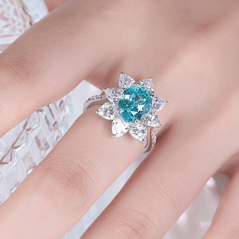 R137培育彩宝S925银镀白金Ring主石10*8mmmm/3.8ct