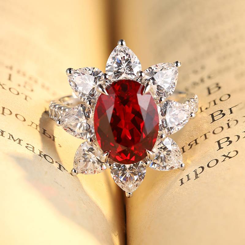 R137培育彩宝S925银镀白金Ring主石10*8mmmm/3.8ct
