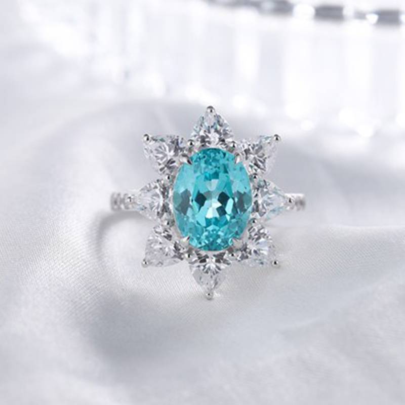 R137培育彩宝S925银镀白金Ring主石10*8mmmm/3.8ct