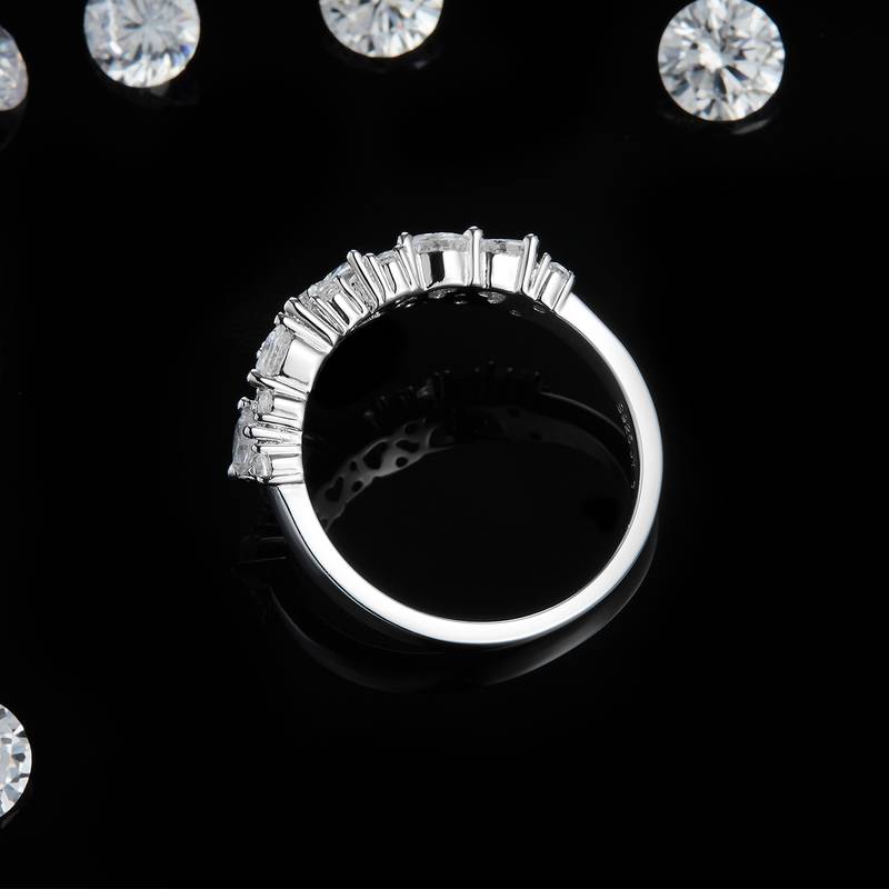 排戒S925银镀白金Women's Ring定制选款副石Moissanite0.75ct