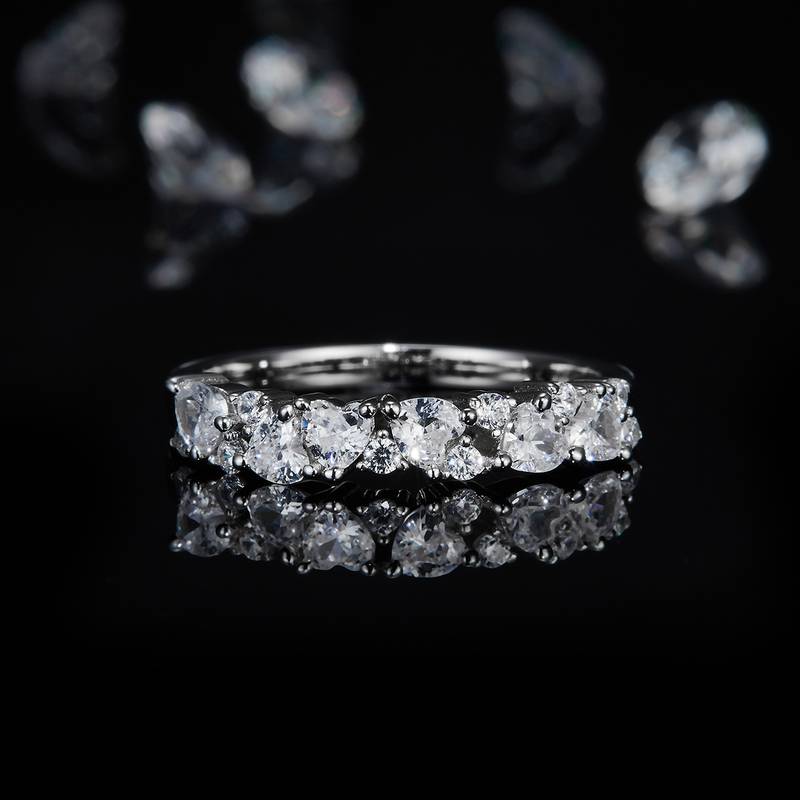 排戒S925银镀白金Women's Ring定制选款副石Moissanite0.75ct