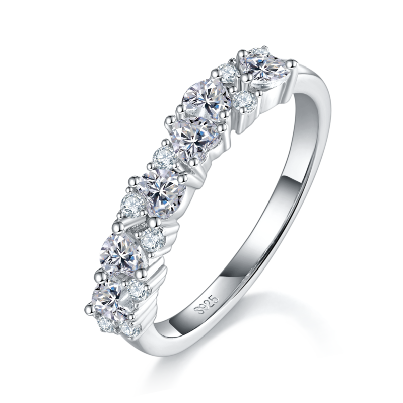 排戒S925银镀白金Women's Ring定制选款副石Moissanite0.75ct