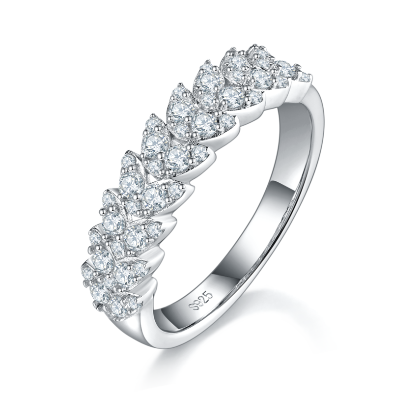 排戒S925银镀白金Women's Ring定制选款副石Moissanite0.44ct