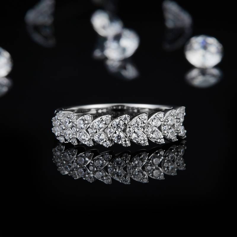排戒S925银镀白金Women's Ring定制选款副石Moissanite0.44ct
