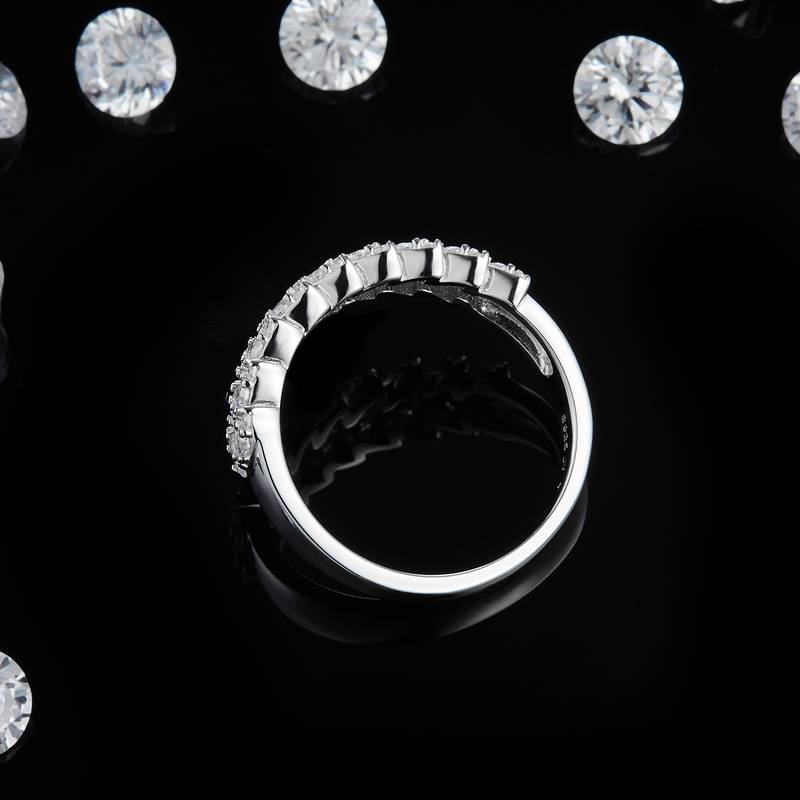 排戒S925银镀白金Women's Ring定制选款副石Moissanite0.44ct