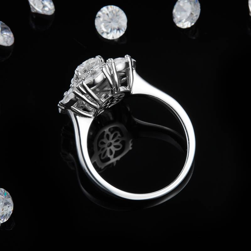 豪华枕形Women's RingS925银镀白金定制选款主石Moissanite2.0ct/副石高碳钻