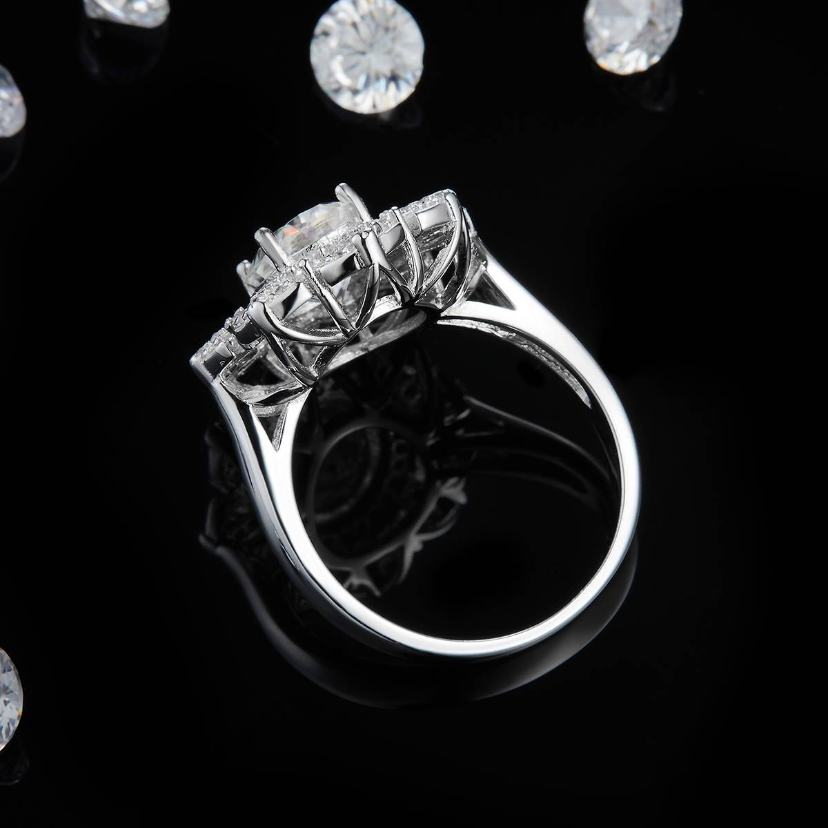 Deluxe Egg shaped Women's Ring S925 Silver Plated Platinum Customized Selection Main Stone Moissanite 2.0ct/Secondary Stone High Carbon Diamond