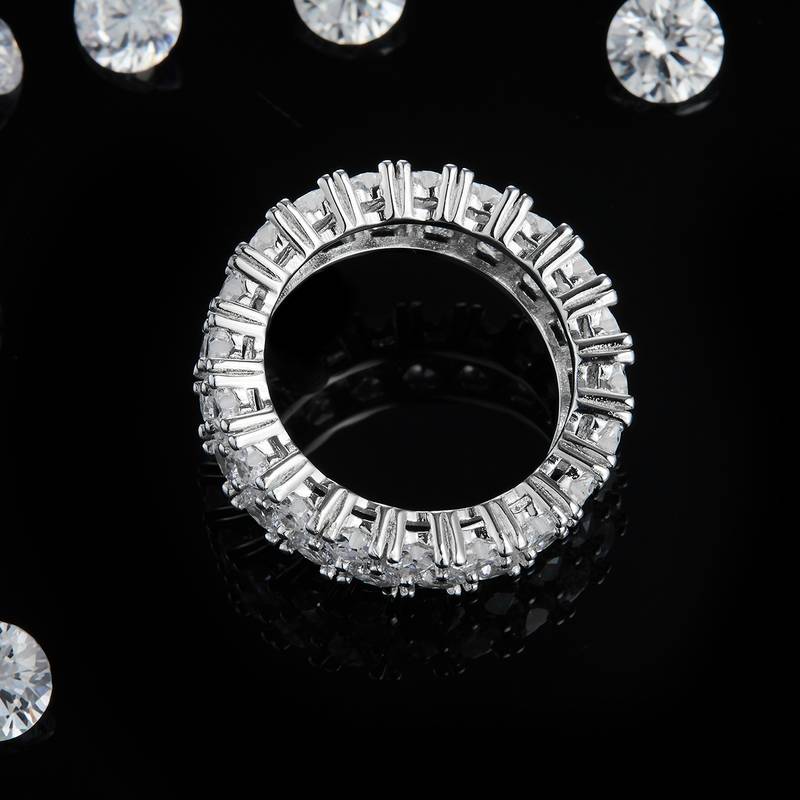 Affordable Luxury心形排戒S925银镀白金定制选款副石Moissanite4.4ct