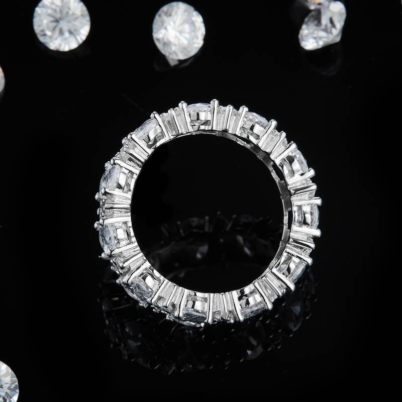 蛋形排戒S925银镀白金Women's Ring定制选款主副石Moissanite6.72ct