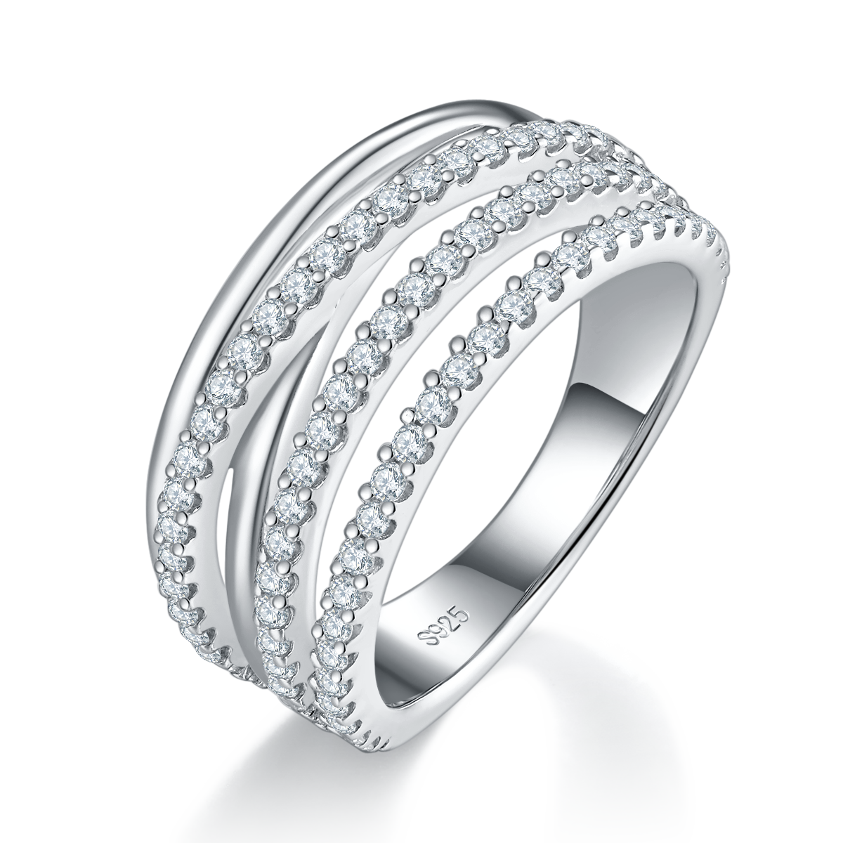 S925 Silver Plated Platinum Women's Ring Customized Selection with Moissanite 0.6ct