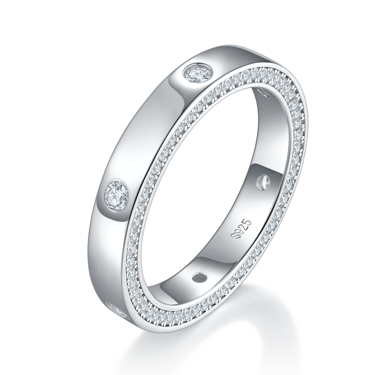 Simple and stylish S925 silver plated platinum women's ring custom selection, accessory stone Moissanite 0.81ct