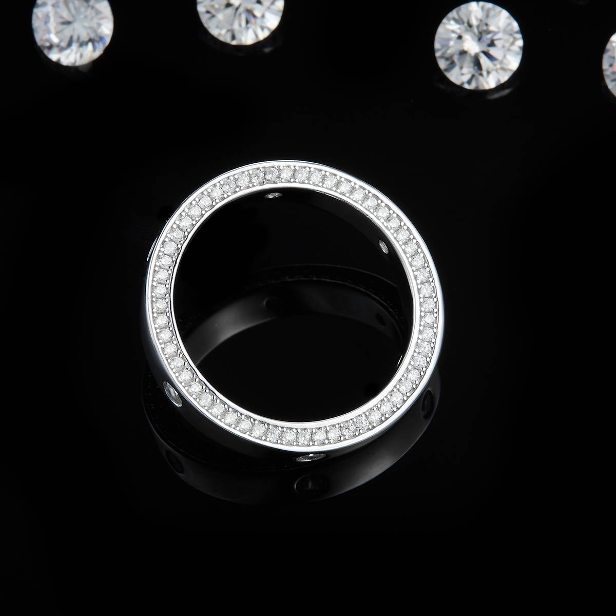 Simple and stylish S925 silver plated platinum women's ring custom selection, accessory stone Moissanite 0.81ct