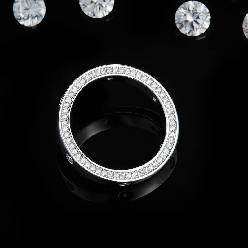 简约时尚S925银镀白金女戒定制选款副石莫桑钻0.81ct