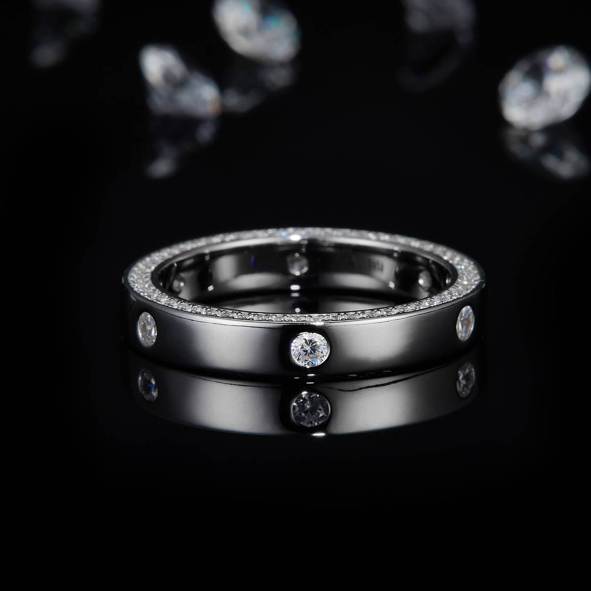 Simple and stylish S925 silver plated platinum women's ring custom selection, accessory stone Moissanite 0.81ct