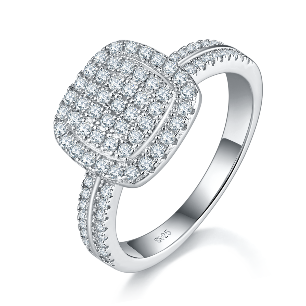 Minimalist Women's Ring S925 Silver Plated Platinum Custom Selection Secondary Stone Moissanite 0.61ct
