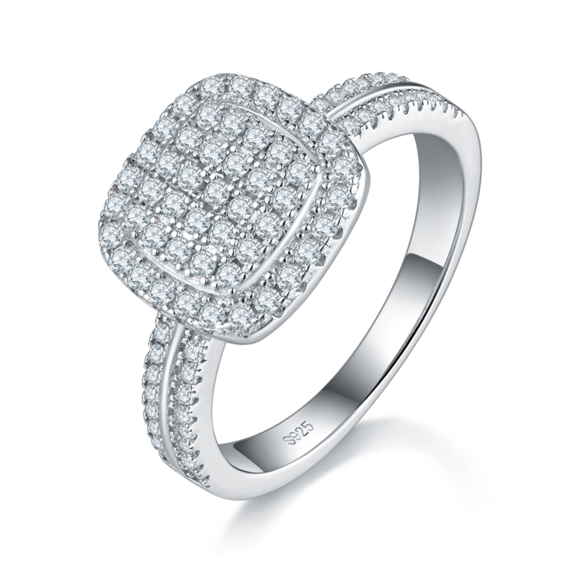 简约Women's RingS925银镀白金定制选款副石Moissanite0.61ct