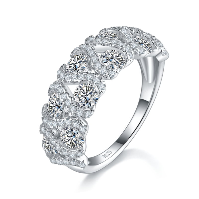 Affordable Luxury排戒S925银镀白金Women's Ring定制选款副石Moissanite2.4ct