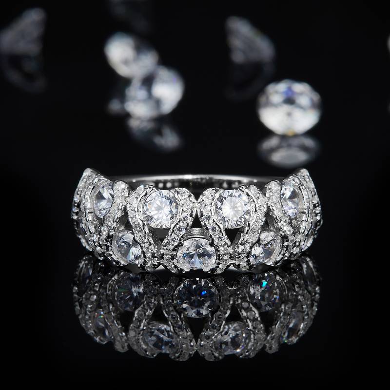 Affordable Luxury排戒S925银镀白金Women's Ring定制选款副石Moissanite2.4ct