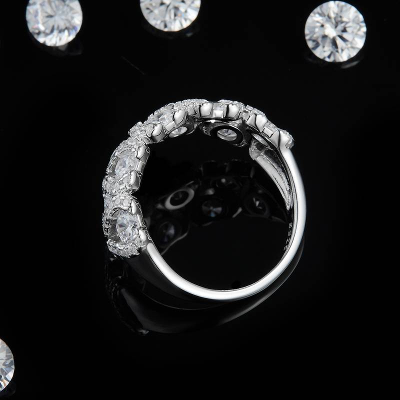 Affordable Luxury排戒S925银镀白金Women's Ring定制选款副石Moissanite2.4ct