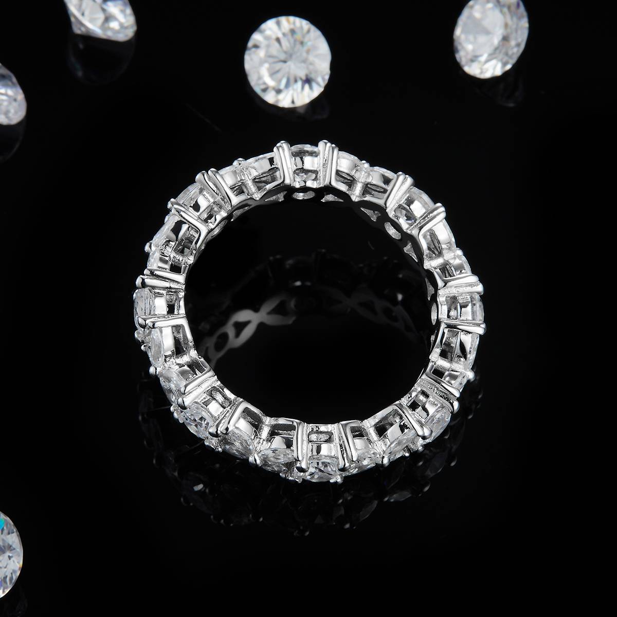 Irregular Broken Diamond Ring S925 Silver Plated Platinum Women's Ring Customized Selection Secondary Stone Moissanite 3.2ct