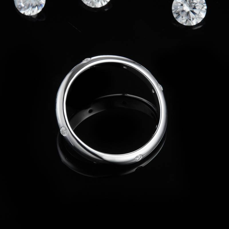 简约Women's RingS925银镀白金定制选款副石Moissanite0.14ct