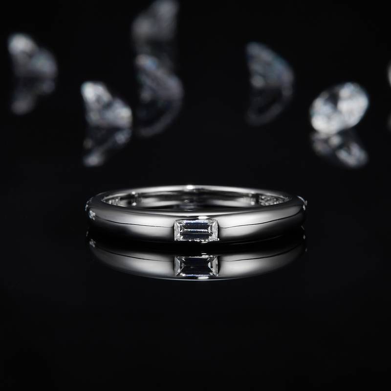 简约长方钻S925银镀白金定制选款主石莫桑钻0.2ct