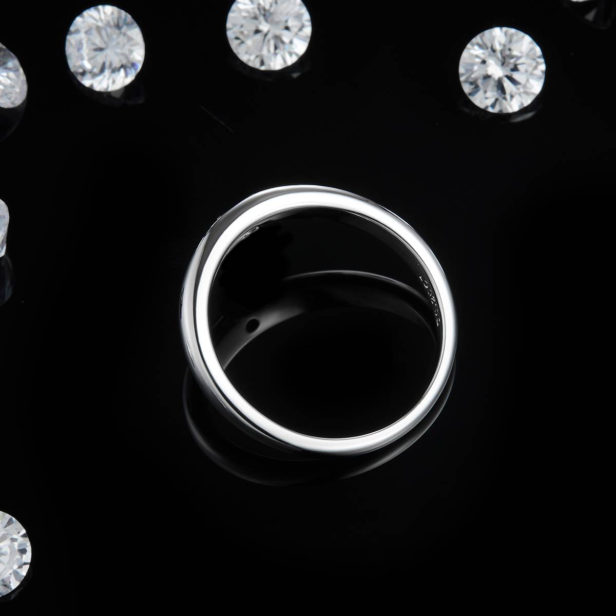 Simplified rectangular diamond S925 silver plated platinum customized selection main stone Moissanite 0.2ct