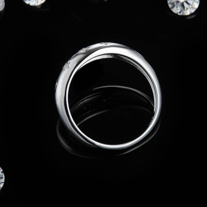 简约Women's RingS925银镀白金定制选款副石Moissanite0.11ct