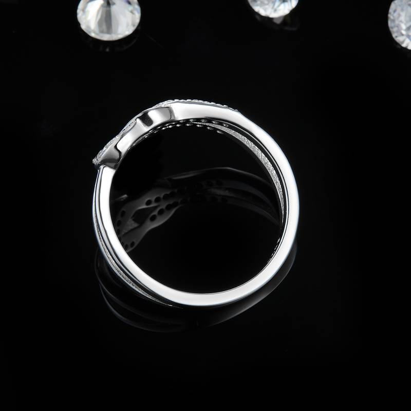 简约排戒S925银镀白金Women's Ring定制选款副石Moissanite0.17ct