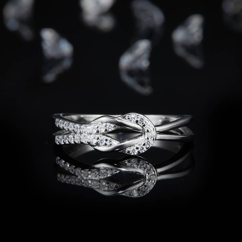 简约排戒S925银镀白金Women's Ring定制选款副石Moissanite0.17ct
