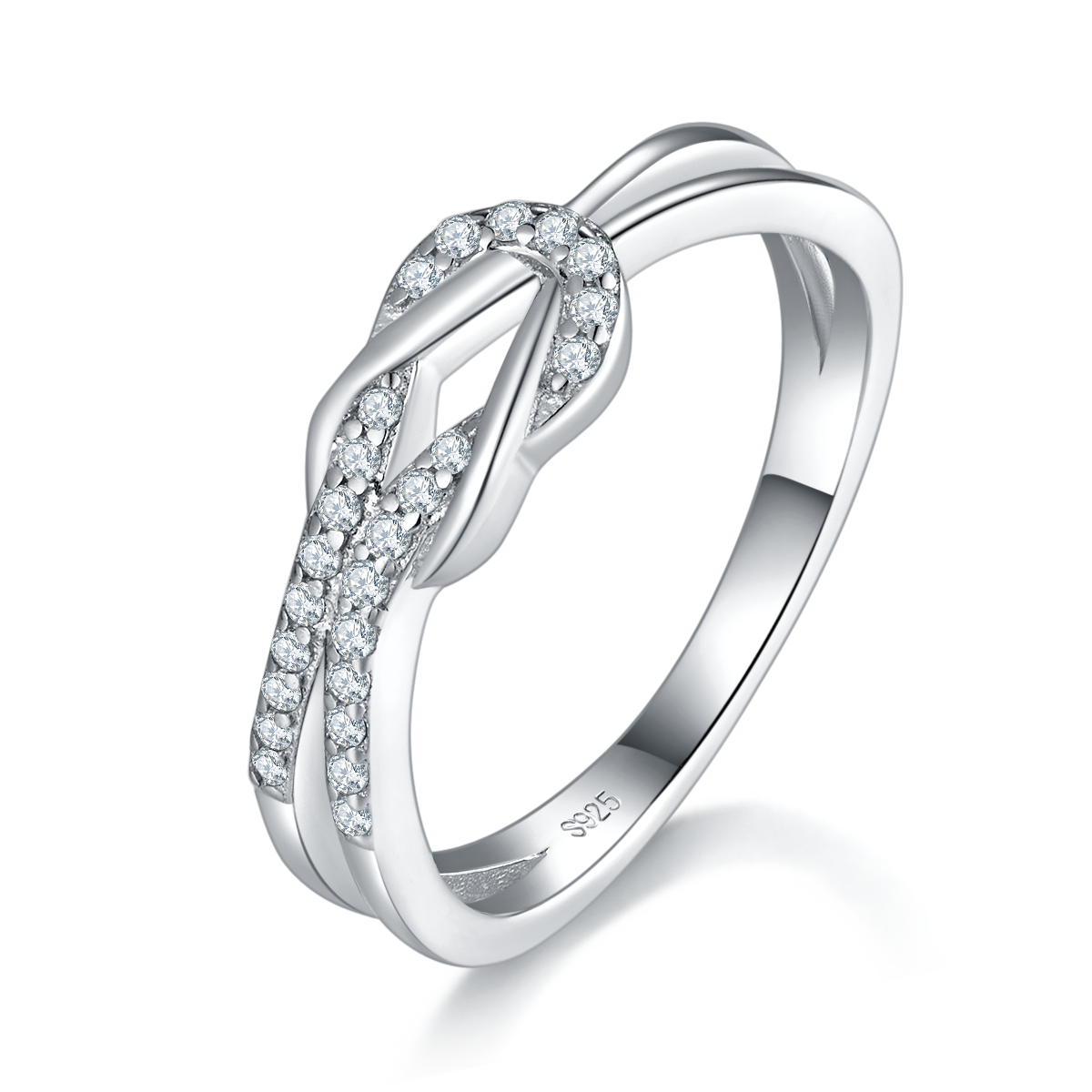 Simplified S925 Silver Plated Platinum Women's Ring Customized Selection Side Stone Moissanite 0.17ct