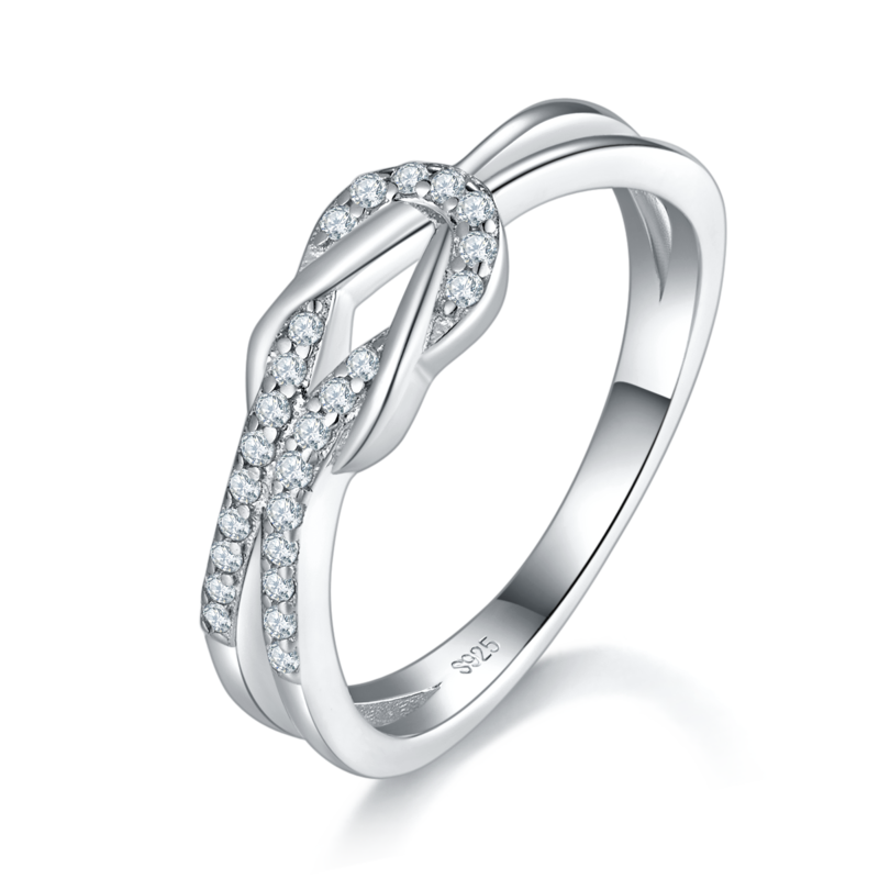 简约排戒S925银镀白金Women's Ring定制选款副石Moissanite0.17ct