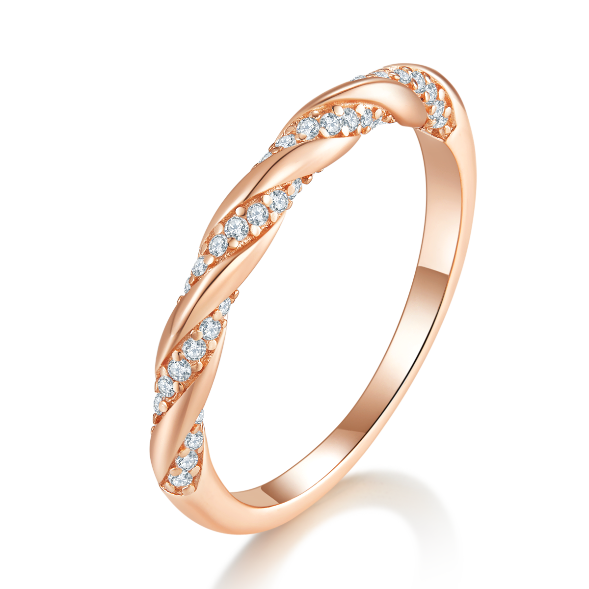 Twisted arm micro inlaid women's ring S925 silver plated rose gold custom selection Side Stone Moissanite 0.25ct