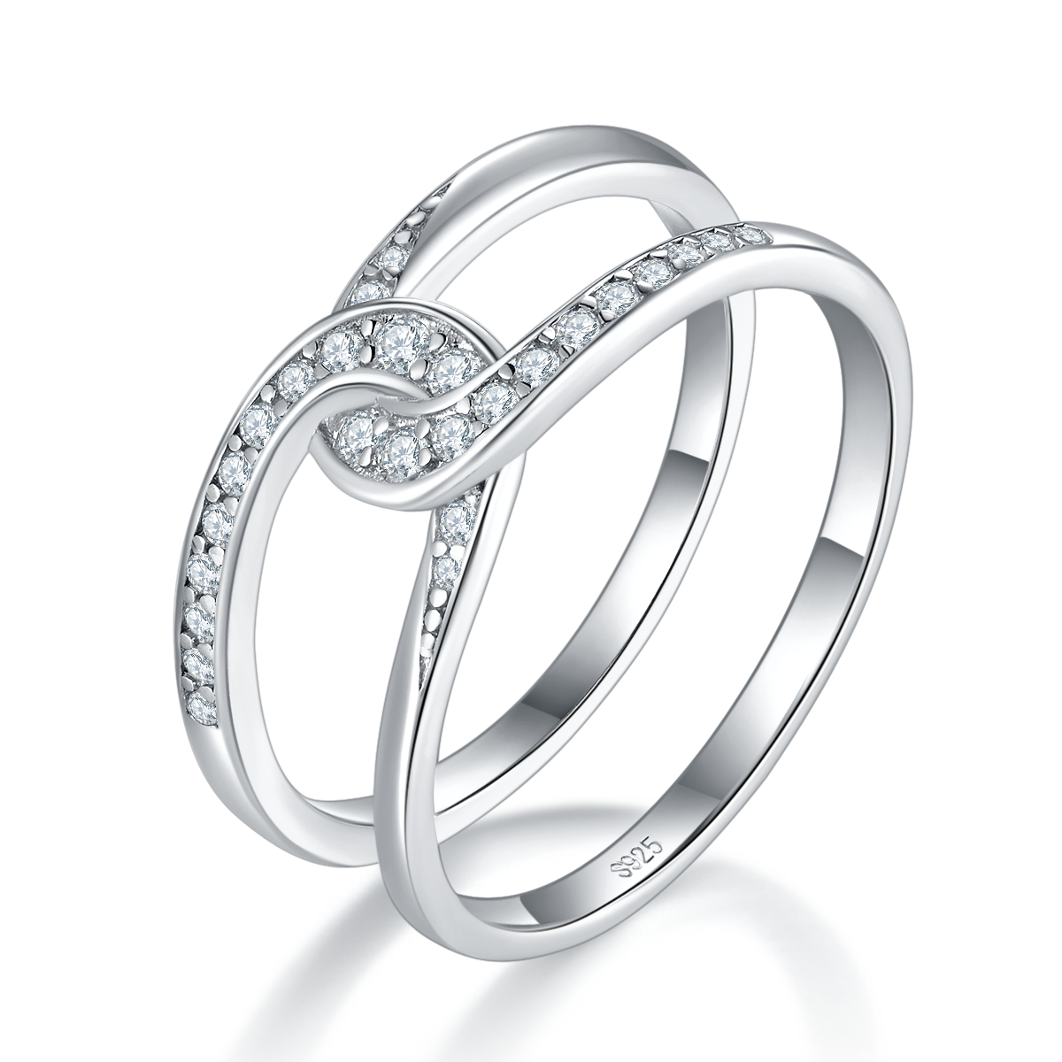 S925 Silver Plated Platinum Women's Ring Customized Selection Side Stone Moissanite 0.25ct
