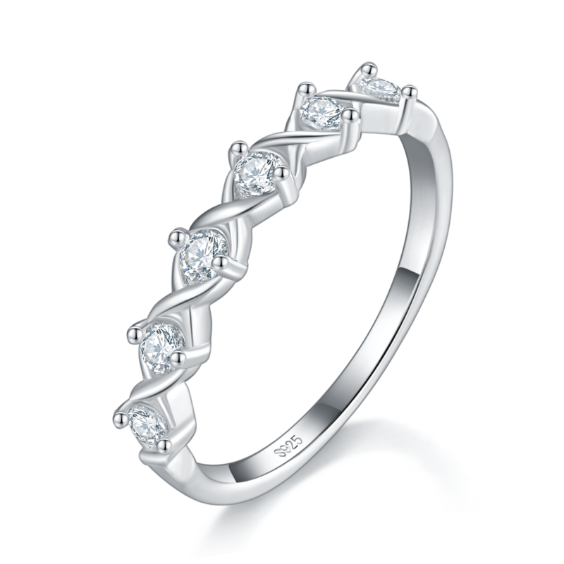 Fashion排戒S925银镀白金Women's Ring定制选款副石Moissanite0.36ct