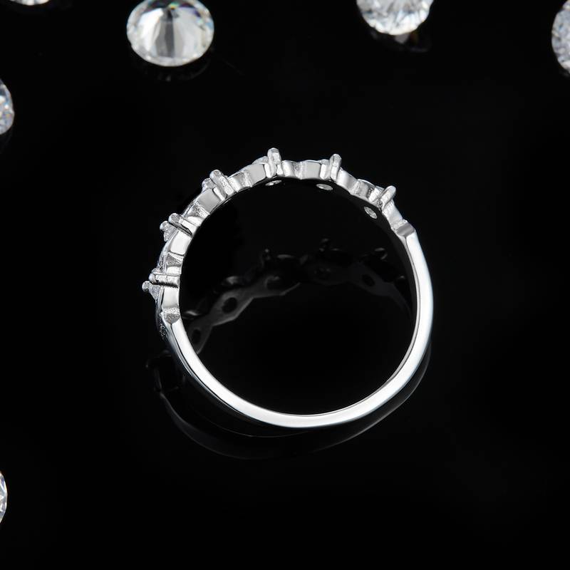 Fashion排戒S925银镀白金Women's Ring定制选款副石Moissanite0.36ct
