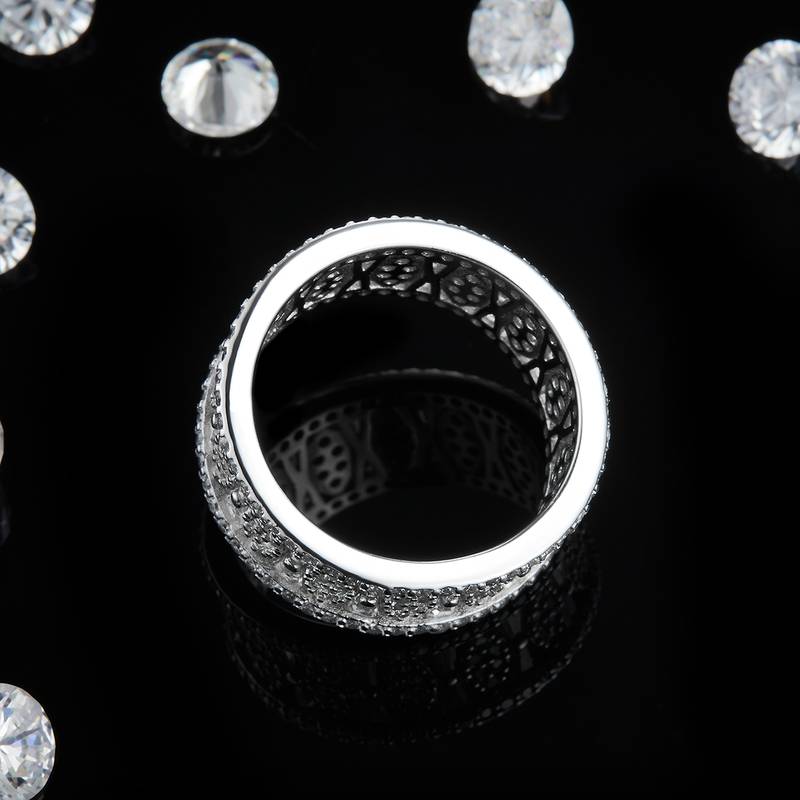 Affordable Luxury满钻排戒S925银镀白金Women's Ring定制选款副石Moissanite4.56ct