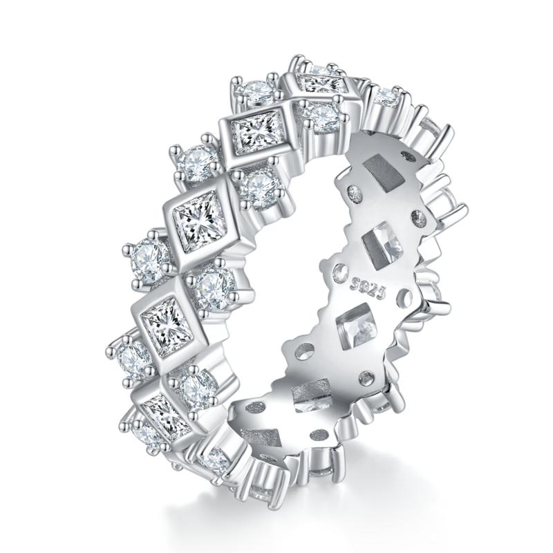 Affordable Luxury排戒S925银镀白金Women's Ring定制选款副石Moissanite2.76ct