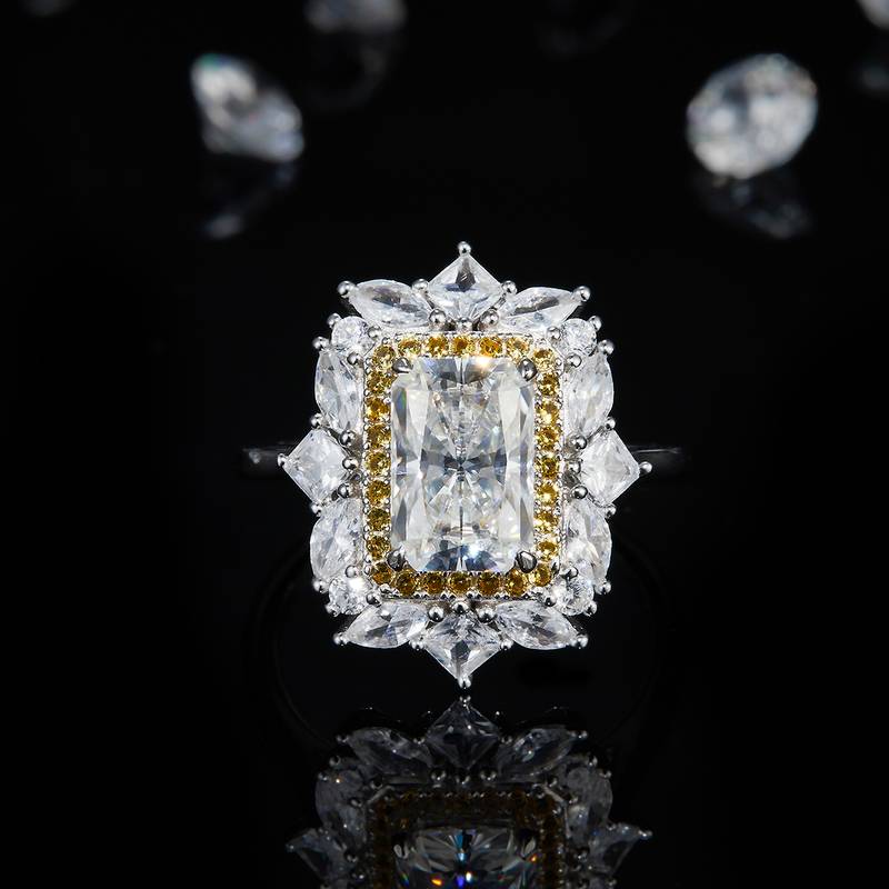 祖母切女戒S925银镀白金定制选款主石莫桑钻2.0ct/副石高碳钻