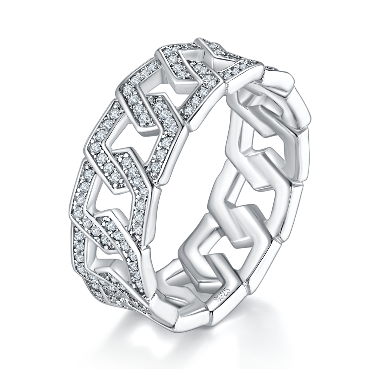 Fashion style exhaust ring S925 silver plated platinum customized option Side Stone Moissanite 0.77ct