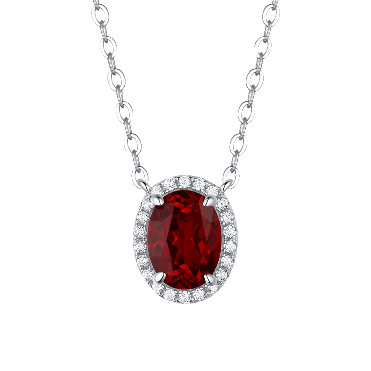 XSN0092培育彩宝S925银镀白金Necklace蛋形1.5ct