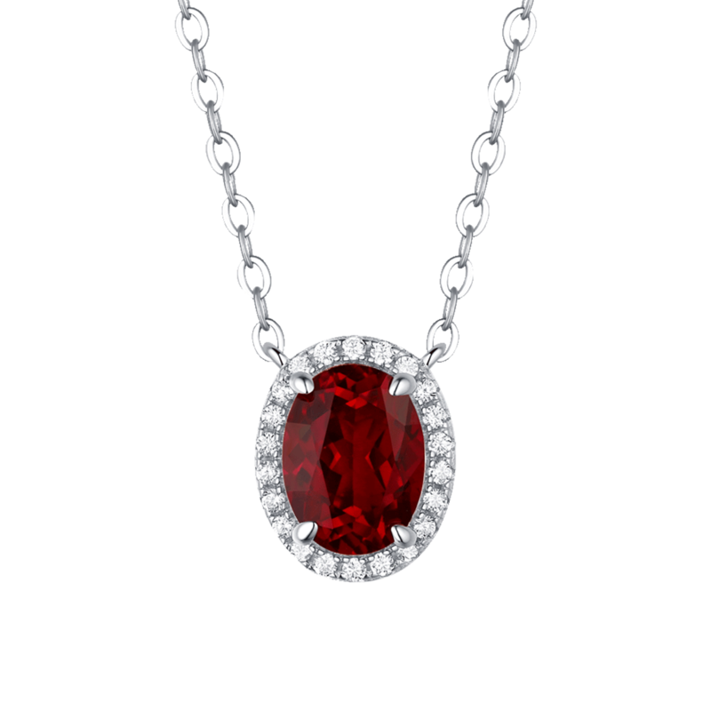 XSN0092培育彩宝S925银镀白金Necklace蛋形1.5ct